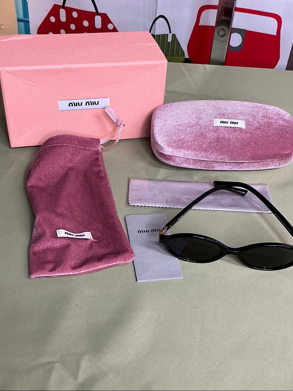 Miu Miu Pink Velvet Sunglasses Case Set with Pouch #